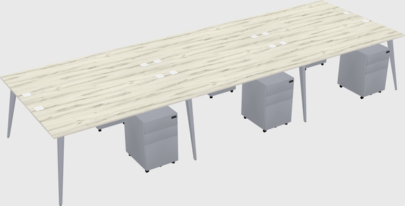 Shared rectangular office desk system