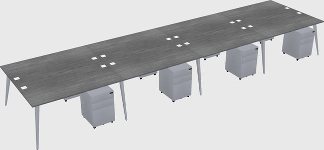 Shared rectangular office desk system