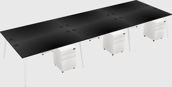 Shared rectangular office desk system