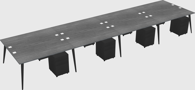 Shared rectangular office desk system
