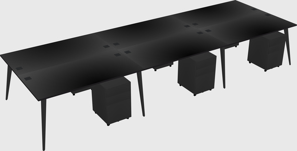 Shared rectangular office desk system