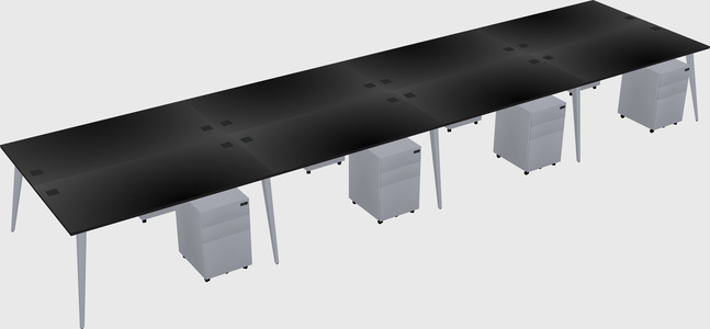 Shared rectangular office desk system