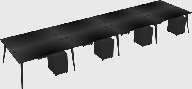 Shared rectangular office desk system