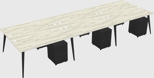 Shared rectangular office desk system