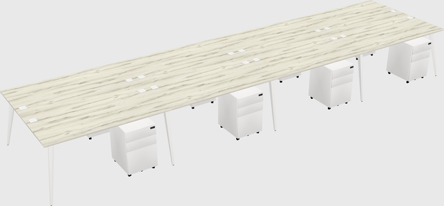 Shared rectangular office desk system