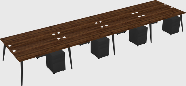 Shared rectangular office desk system