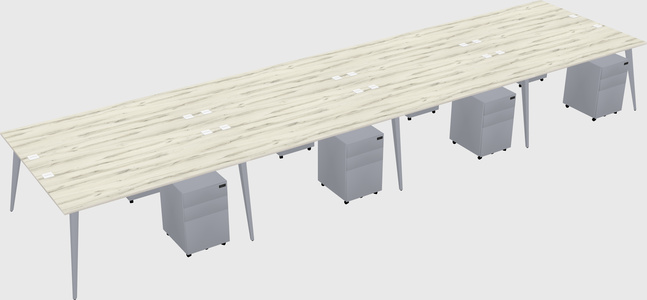 Shared rectangular office desk system