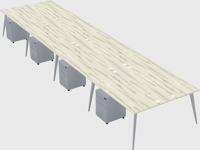 Shared rectangular office desk system