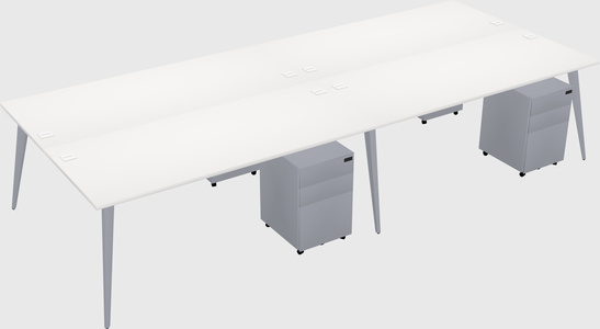 Shared rectangular office desk system