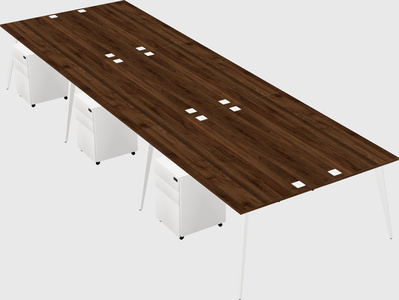 Shared rectangular office desk system
