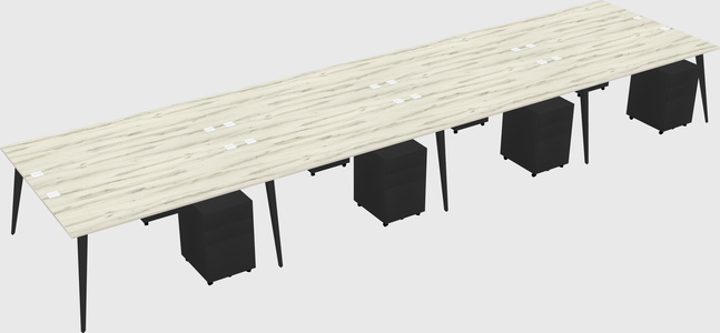 Shared rectangular office desk system