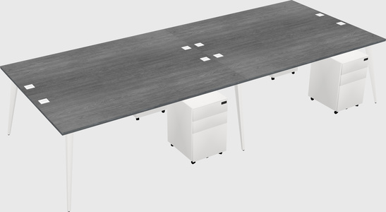 Shared rectangular office desk system