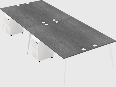 Shared rectangular office desk system