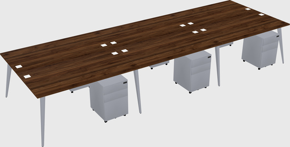 Shared rectangular office desk system