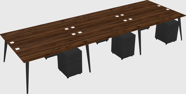 Shared rectangular office desk system