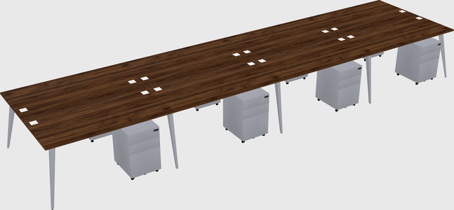 Shared rectangular office desk system