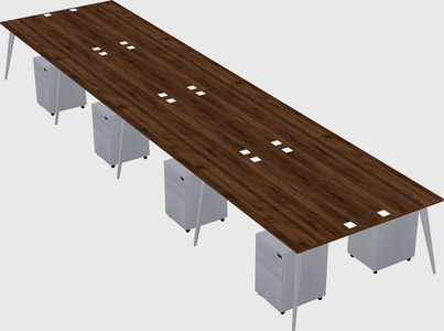 Shared rectangular office desk system