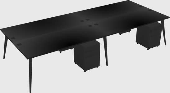 Shared rectangular office desk system