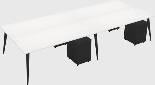Shared rectangular office desk system