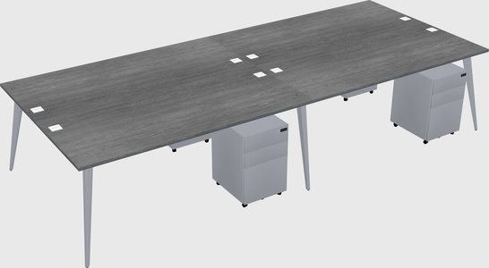 Shared rectangular office desk system