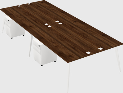 Shared rectangular office desk system