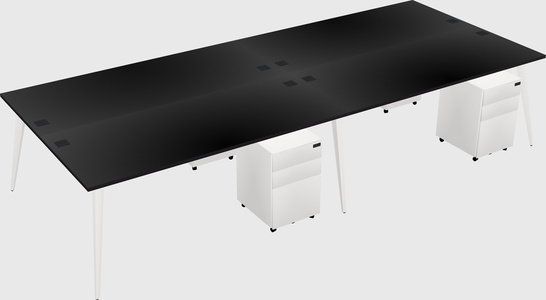 Shared rectangular office desk system