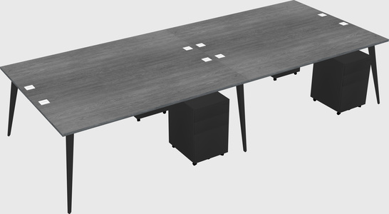 Shared rectangular office desk system