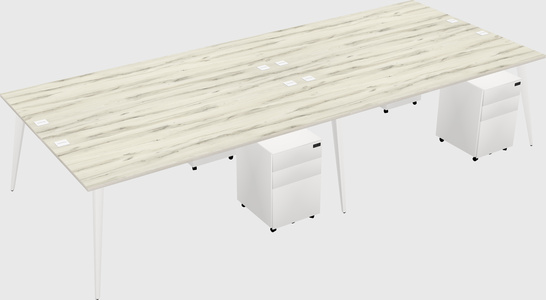 Shared rectangular office desk system