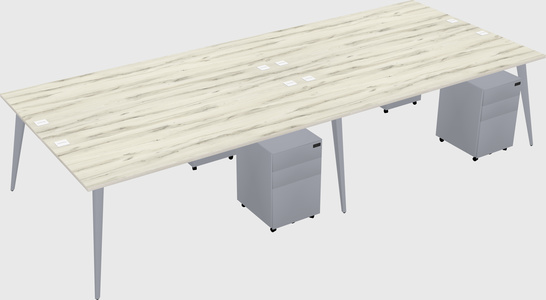Shared rectangular office desk system
