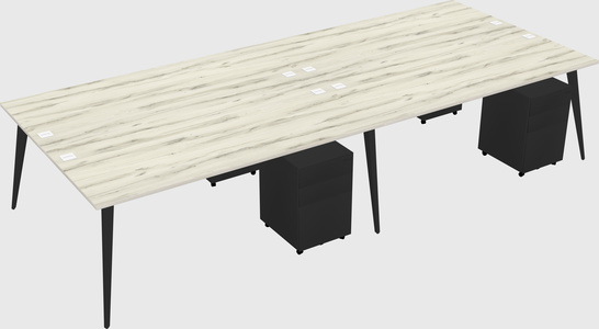 Shared rectangular office desk system