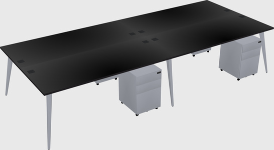 Shared rectangular office desk system
