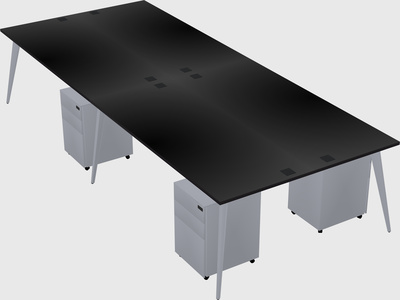 Shared rectangular office desk system
