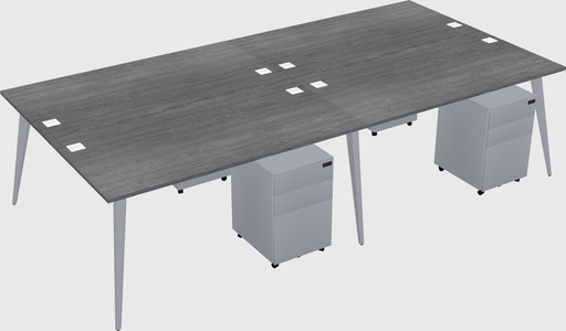 Shared rectangular office desk system