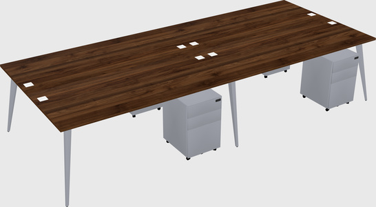 Shared rectangular office desk system