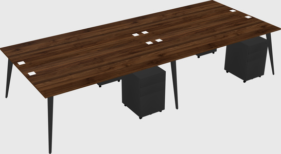 Shared rectangular office desk system