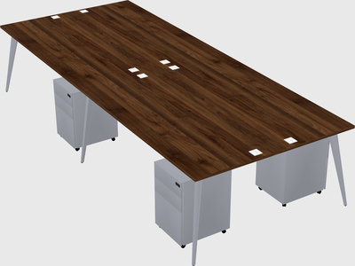 Shared rectangular office desk system