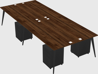 Shared rectangular office desk system