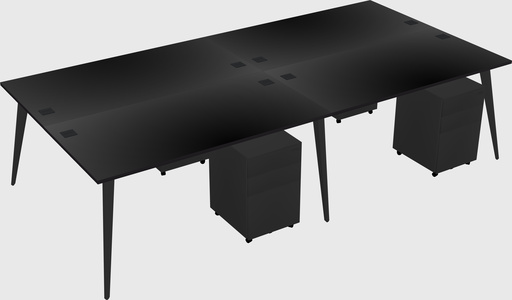 Shared rectangular office desk system