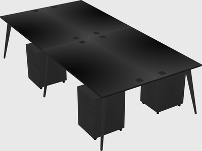 Shared rectangular office desk system