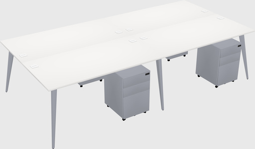 Shared rectangular office desk system