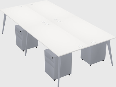 Shared rectangular office desk system
