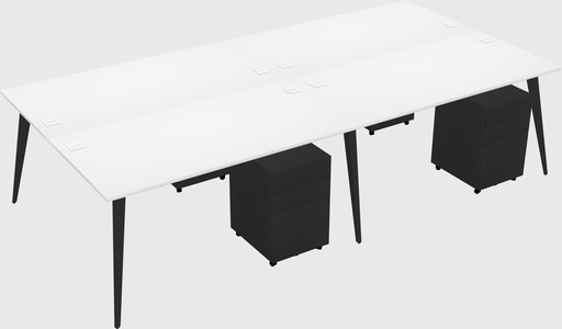 Shared rectangular office desk system