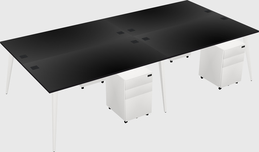 Shared rectangular office desk system
