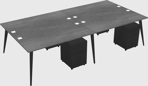 Shared rectangular office desk system