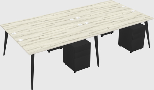 Shared rectangular office desk system