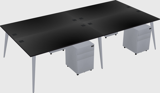 Shared rectangular office desk system