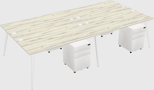 Shared rectangular office desk system