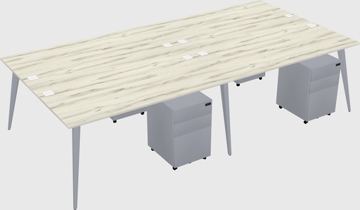 Shared rectangular office desk system