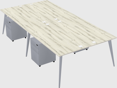 Shared rectangular office desk system