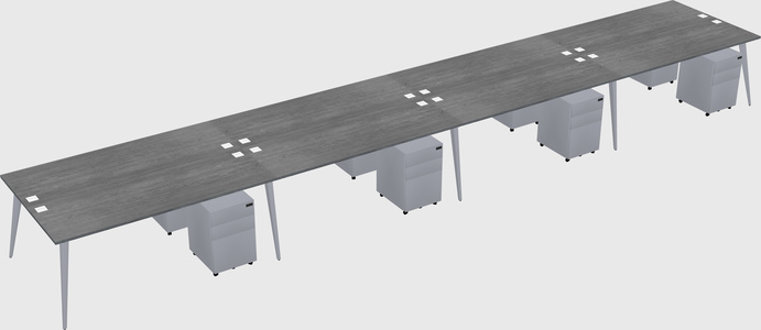 Shared rectangular office desk system